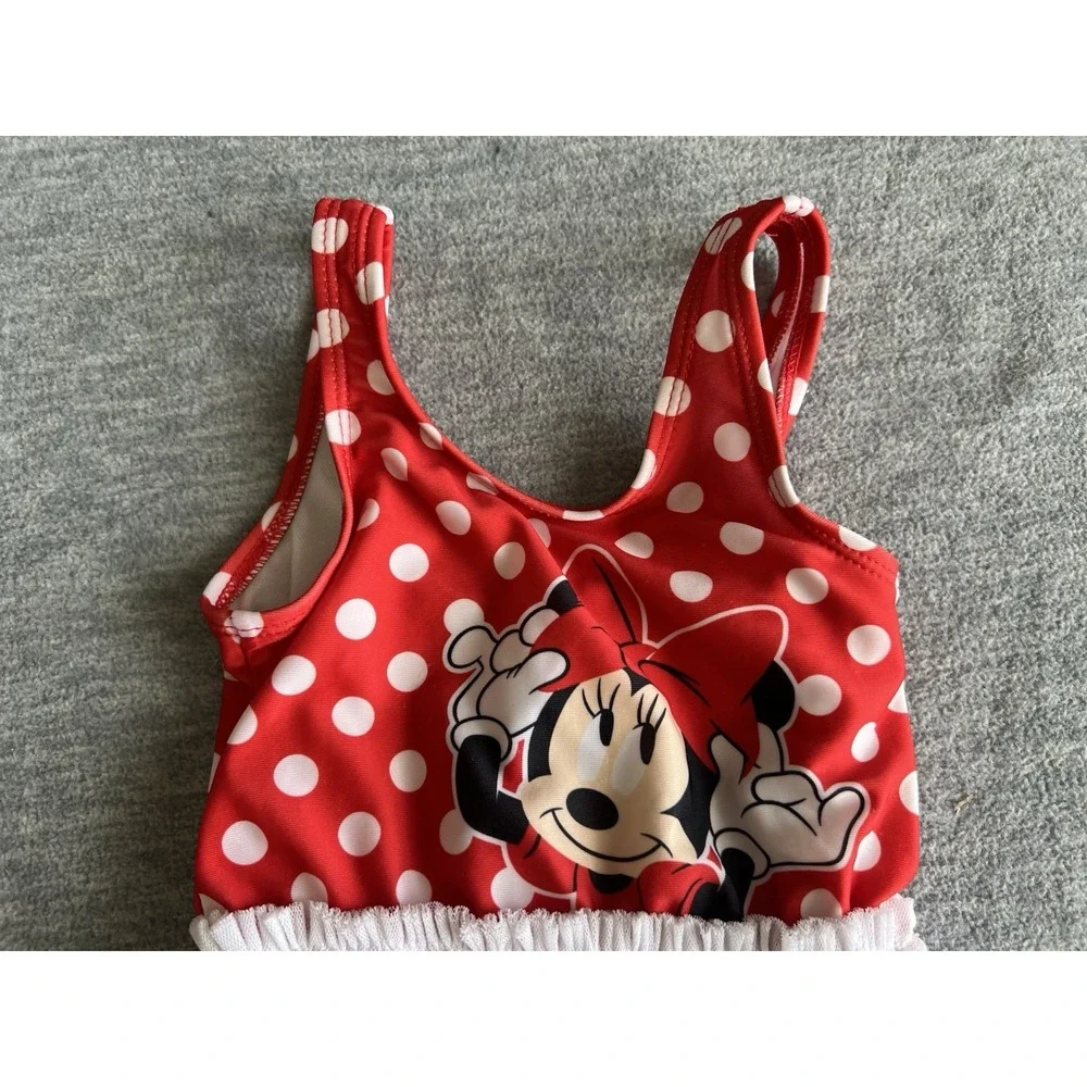 Disney Baby Girls Minnie Mouse 12M One‎ Piece Swimsuit Ruffle Polkadot Red White